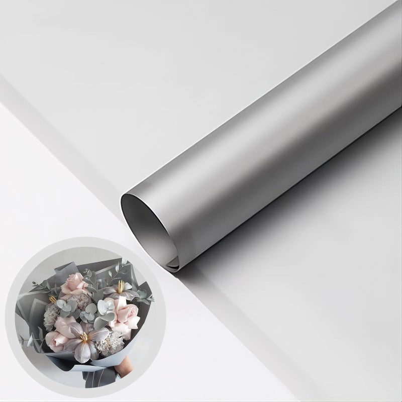 BBJ WRAPS Silver Flower Wrapping Paper, Waterproof Floral Bouquet Wrapping Paper Florist Supplies, 20 Sheets - Image 1